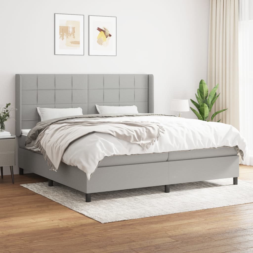 Boxspring met matras stof lichtgrijs 200x200 cm is nu te koop bij PeponiXL, paradijselijk wonen!