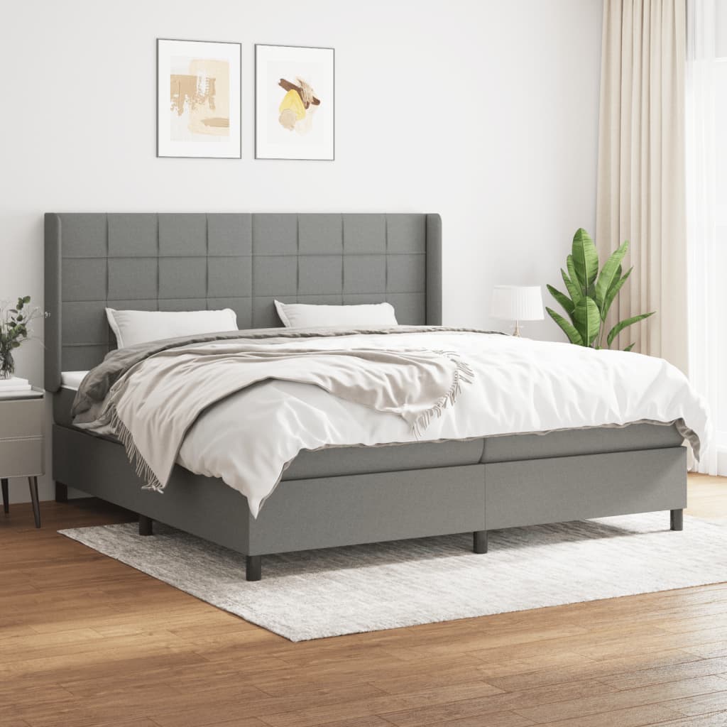 Boxspring met matras stof donkergrijs 200x200 cm is nu te koop bij PeponiXL, paradijselijk wonen!