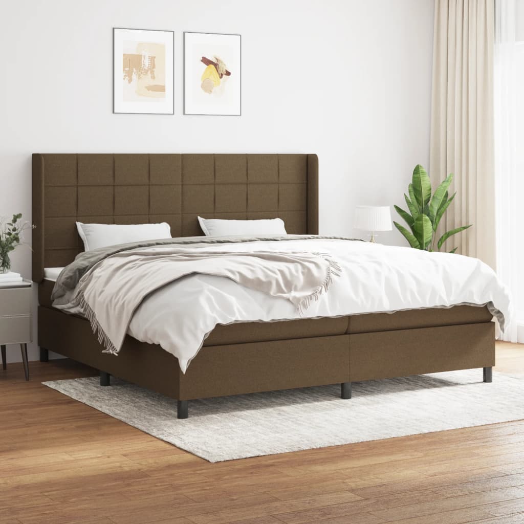Boxspring met matras stof donkerbruin 200x200 cm is nu te koop bij PeponiXL, paradijselijk wonen!