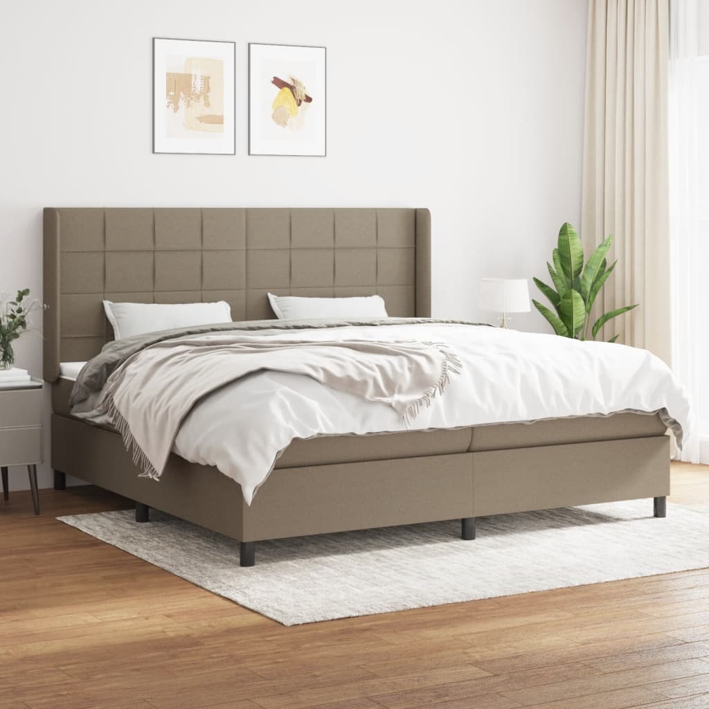 Boxspring met matras stof taupe 200x200 cm is nu te koop bij PeponiXL, paradijselijk wonen!