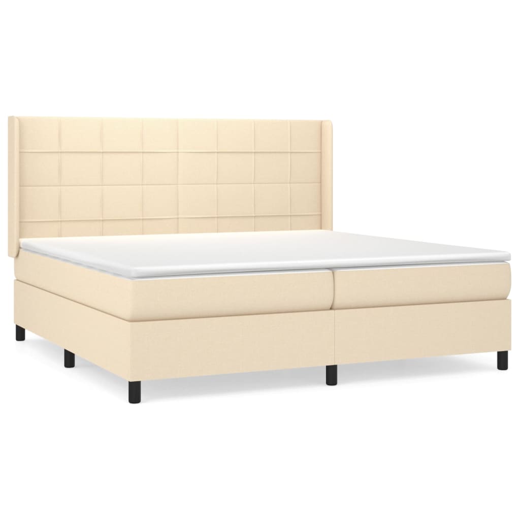 Boxspring met matras stof crèmekleurig 200x200 cm is nu te koop bij PeponiXL, paradijselijk wonen!