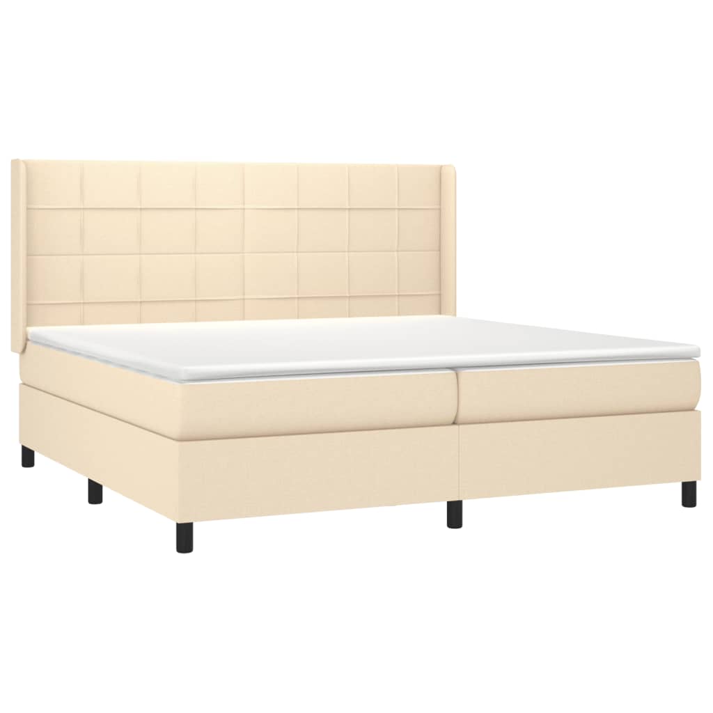 Boxspring met matras stof crèmekleurig 200x200 cm is nu te koop bij PeponiXL, paradijselijk wonen!