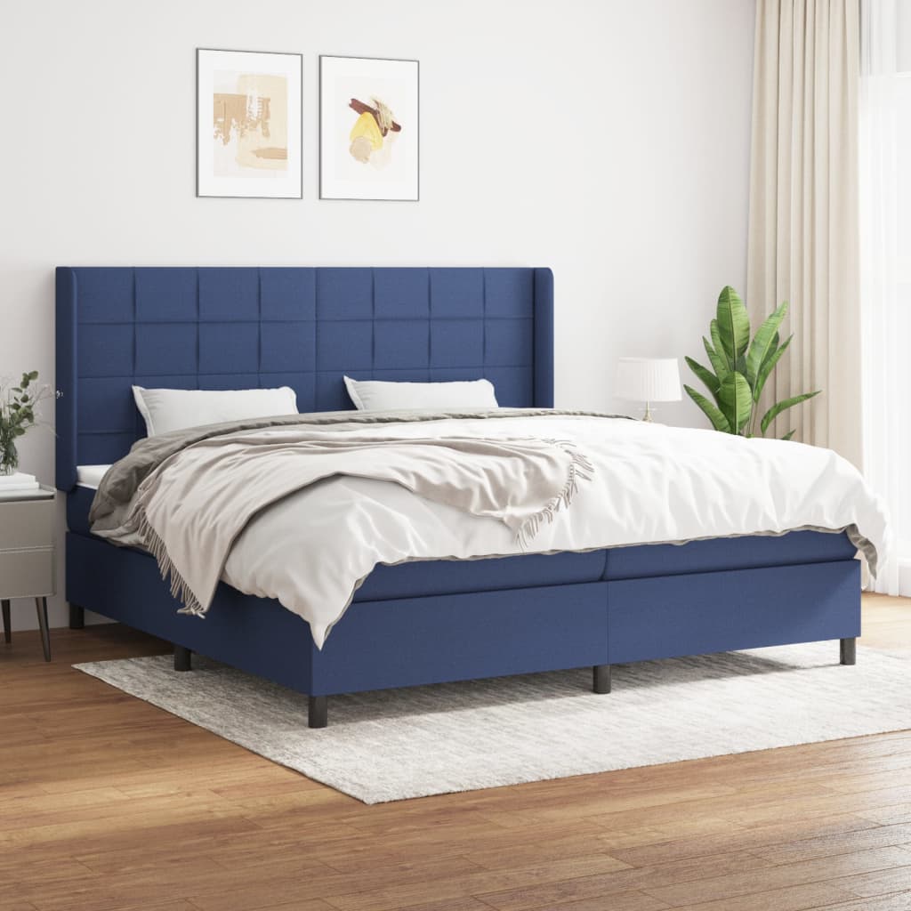 Boxspring met matras stof blauw 200x200 cm is nu te koop bij PeponiXL, paradijselijk wonen!