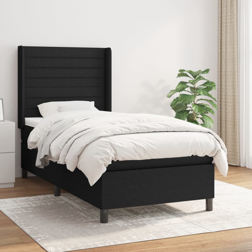 Boxspring met matras stof zwart 80x200 cm is nu te koop bij PeponiXL, paradijselijk wonen!
