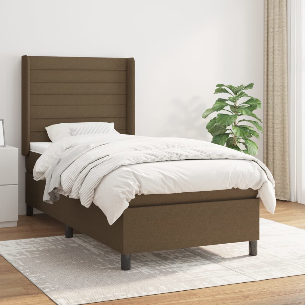 Boxspring met matras stof donkerbruin 80x200 cm is nu te koop bij PeponiXL, paradijselijk wonen!