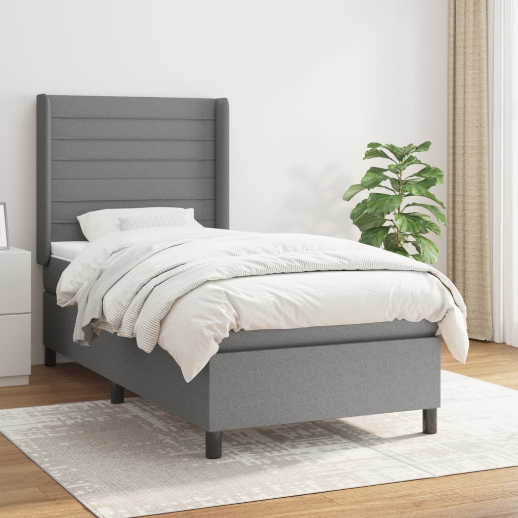 Boxspring met matras stof donkergrijs 90x190 cm is nu te koop bij PeponiXL, paradijselijk wonen!
