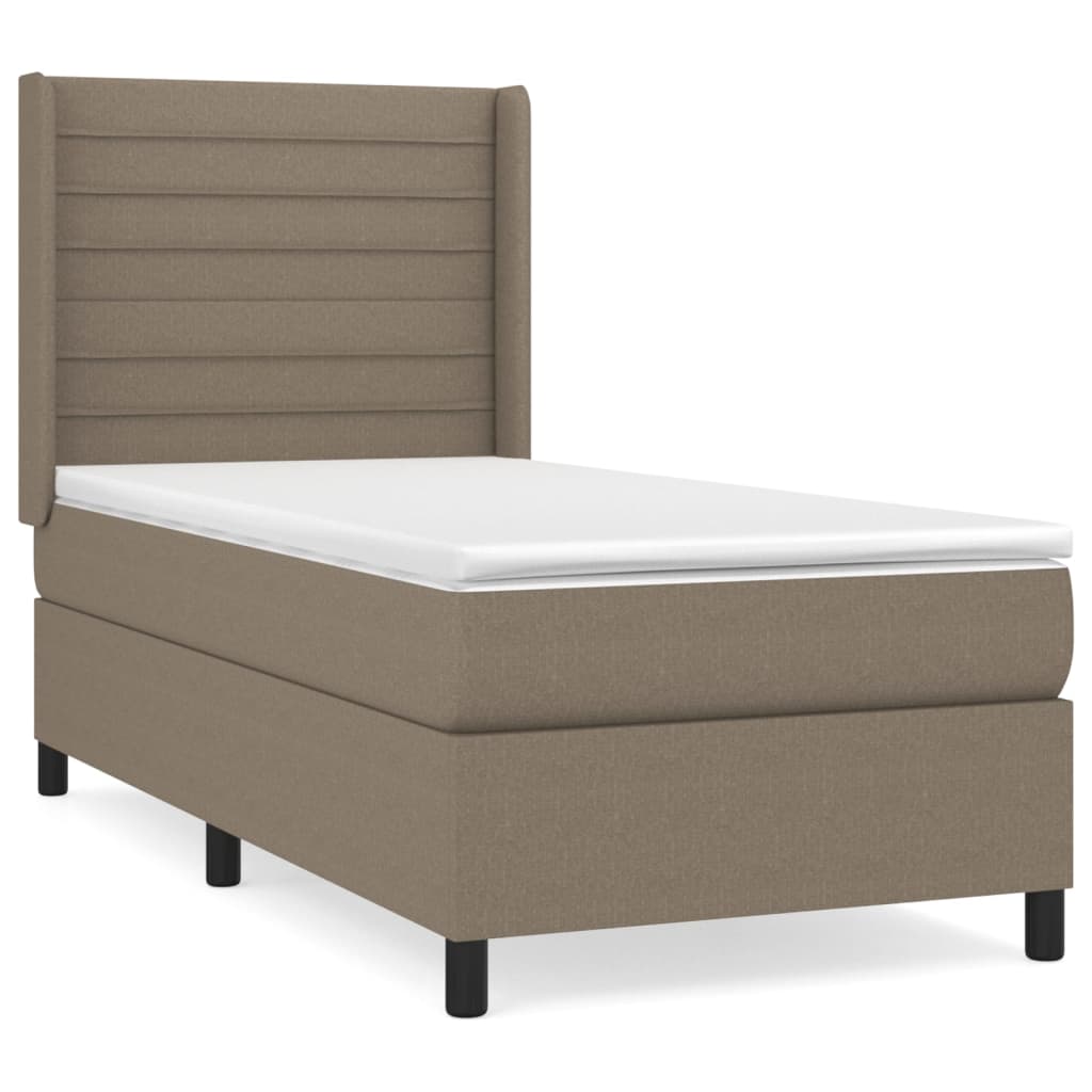 Boxspring met matras stof taupe 90x200 cm is nu te koop bij PeponiXL, paradijselijk wonen!