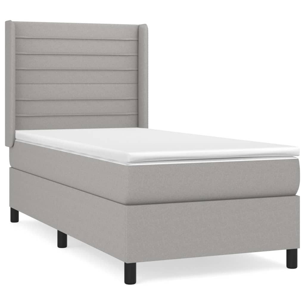 Boxspring met matras stof lichtgrijs 100x200 cm is nu te koop bij PeponiXL, paradijselijk wonen!