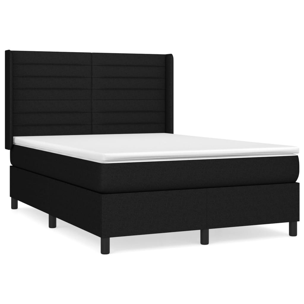 Boxspring met matras stof zwart 140x190 cm is nu te koop bij PeponiXL, paradijselijk wonen!
