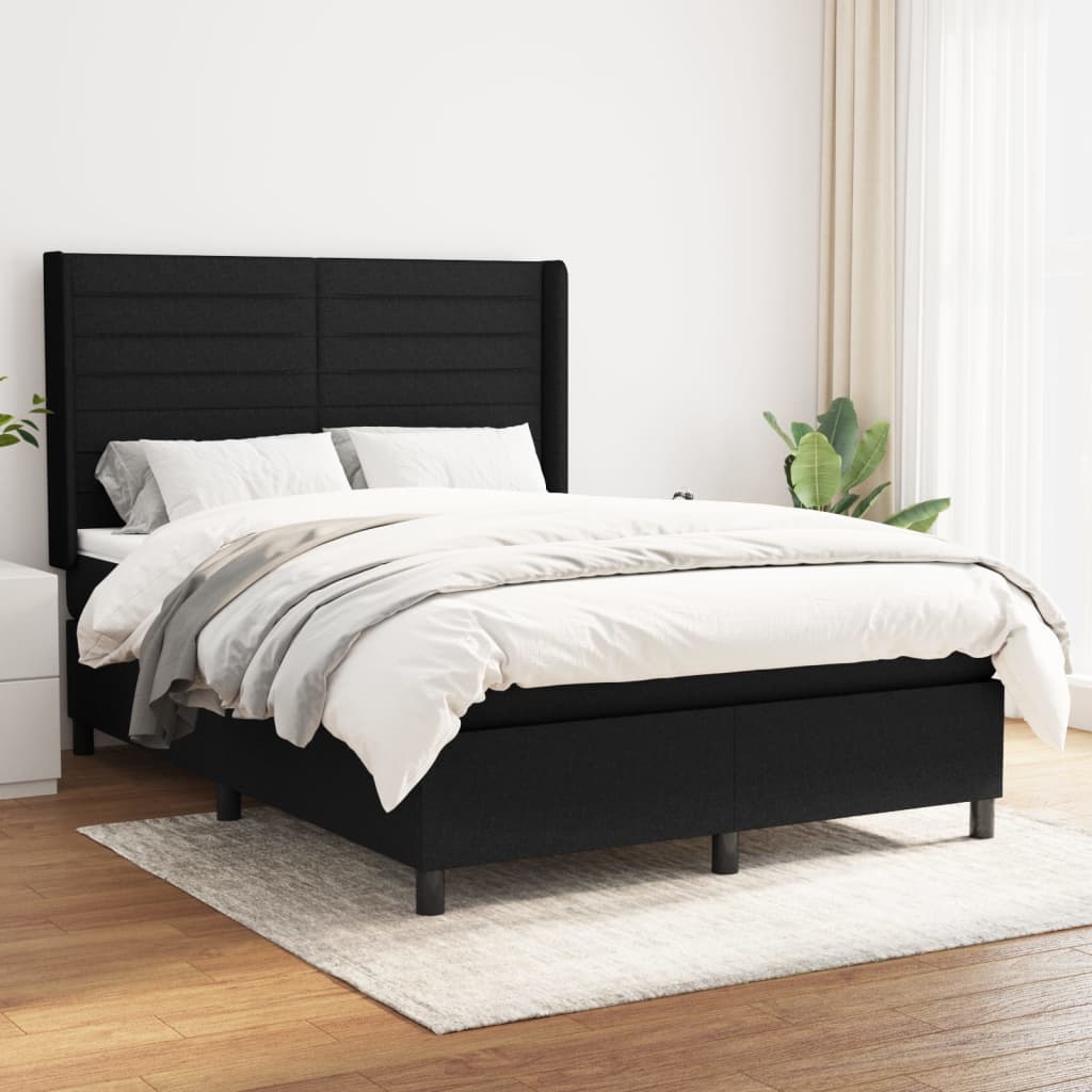 Boxspring met matras stof zwart 140x190 cm is nu te koop bij PeponiXL, paradijselijk wonen!