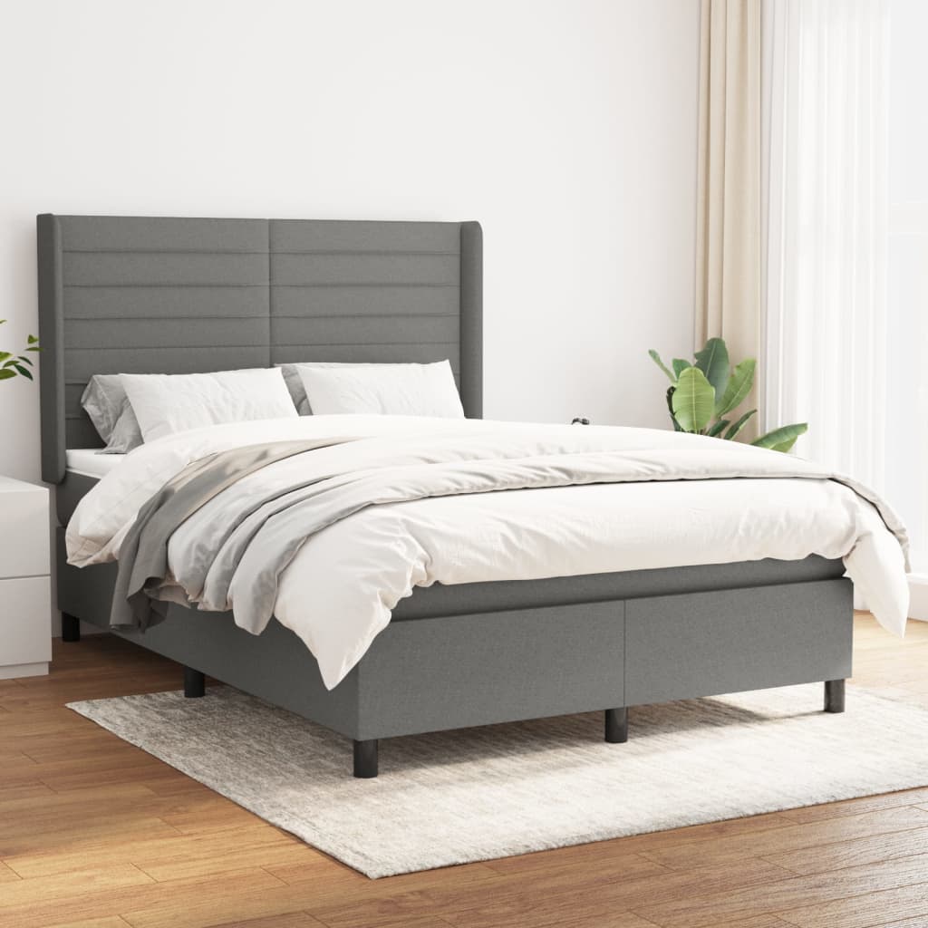 Boxspring met matras stof donkergrijs 140x200 cm is nu te koop bij PeponiXL, paradijselijk wonen!