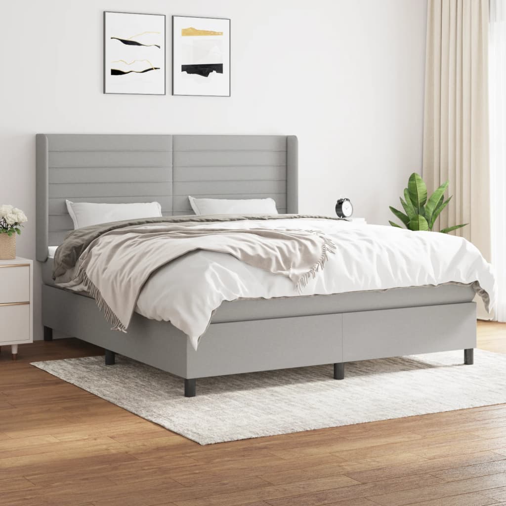 Boxspring met matras stof lichtgrijs 160x200 cm is nu te koop bij PeponiXL, paradijselijk wonen!