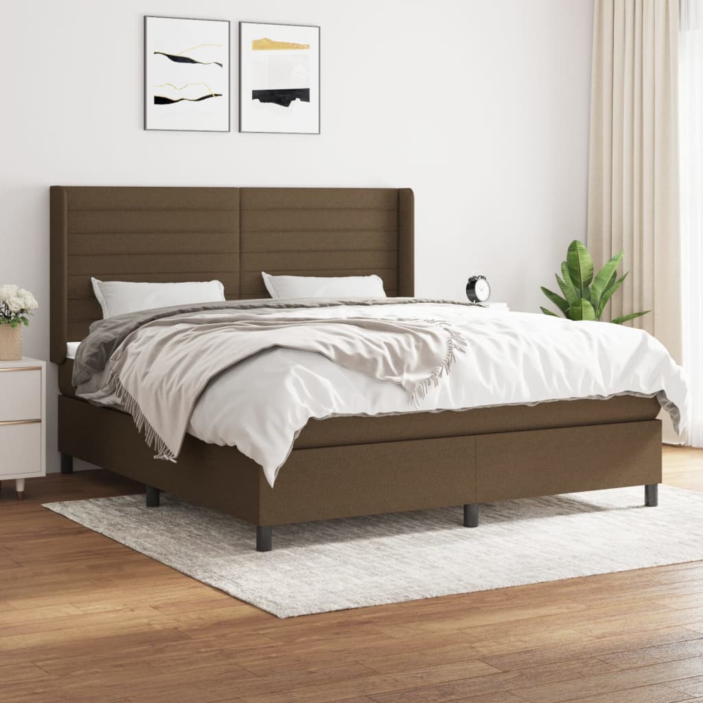 Boxspring met matras stof donkerbruin 160x200 cm is nu te koop bij PeponiXL, paradijselijk wonen!