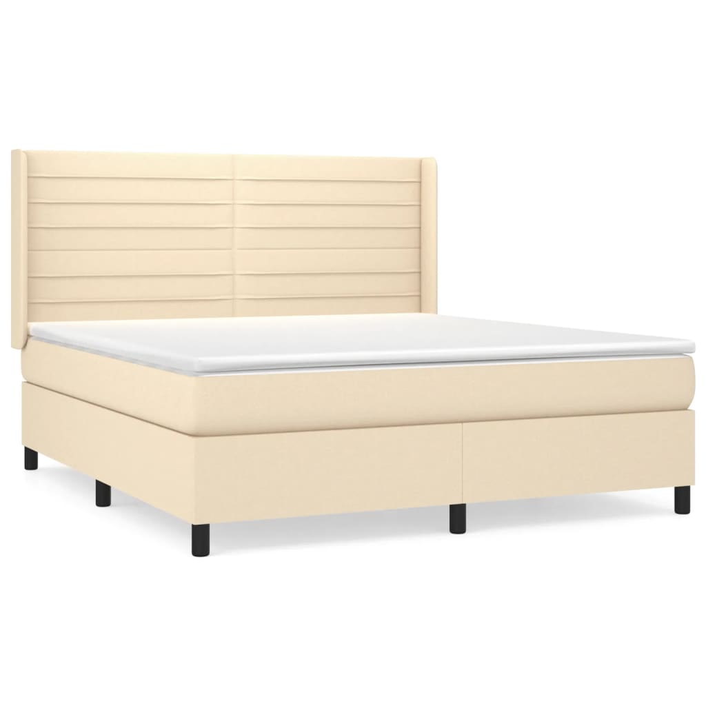 Boxspring met matras stof crèmekleurig 160x200 cm is nu te koop bij PeponiXL, paradijselijk wonen!