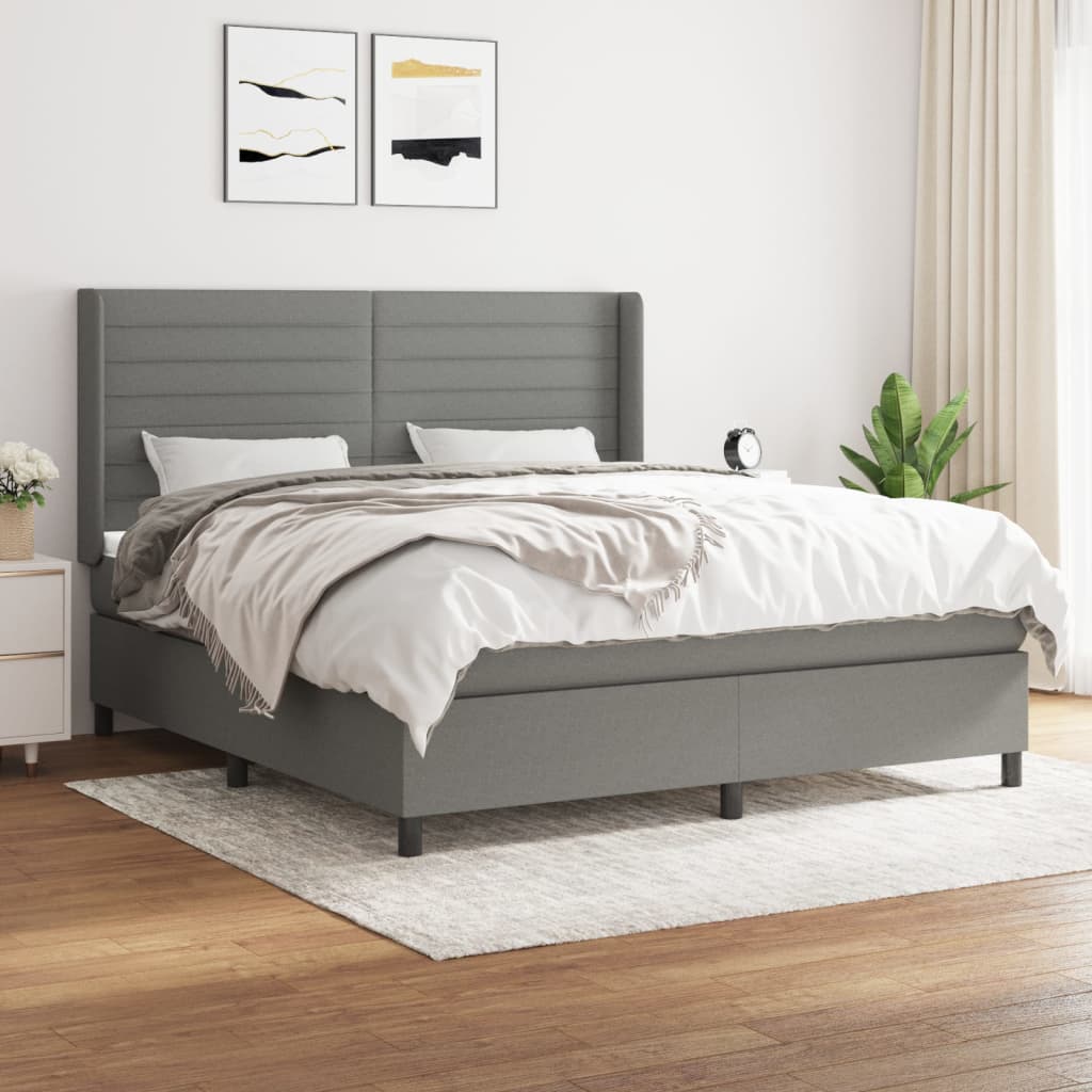 Boxspring met matras stof donkergrijs 180x200 cm is nu te koop bij PeponiXL, paradijselijk wonen!
