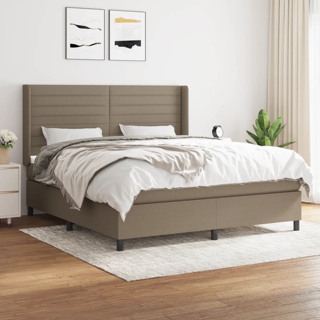 Boxspring met matras stof taupe 180x200 cm is nu te koop bij PeponiXL, paradijselijk wonen!