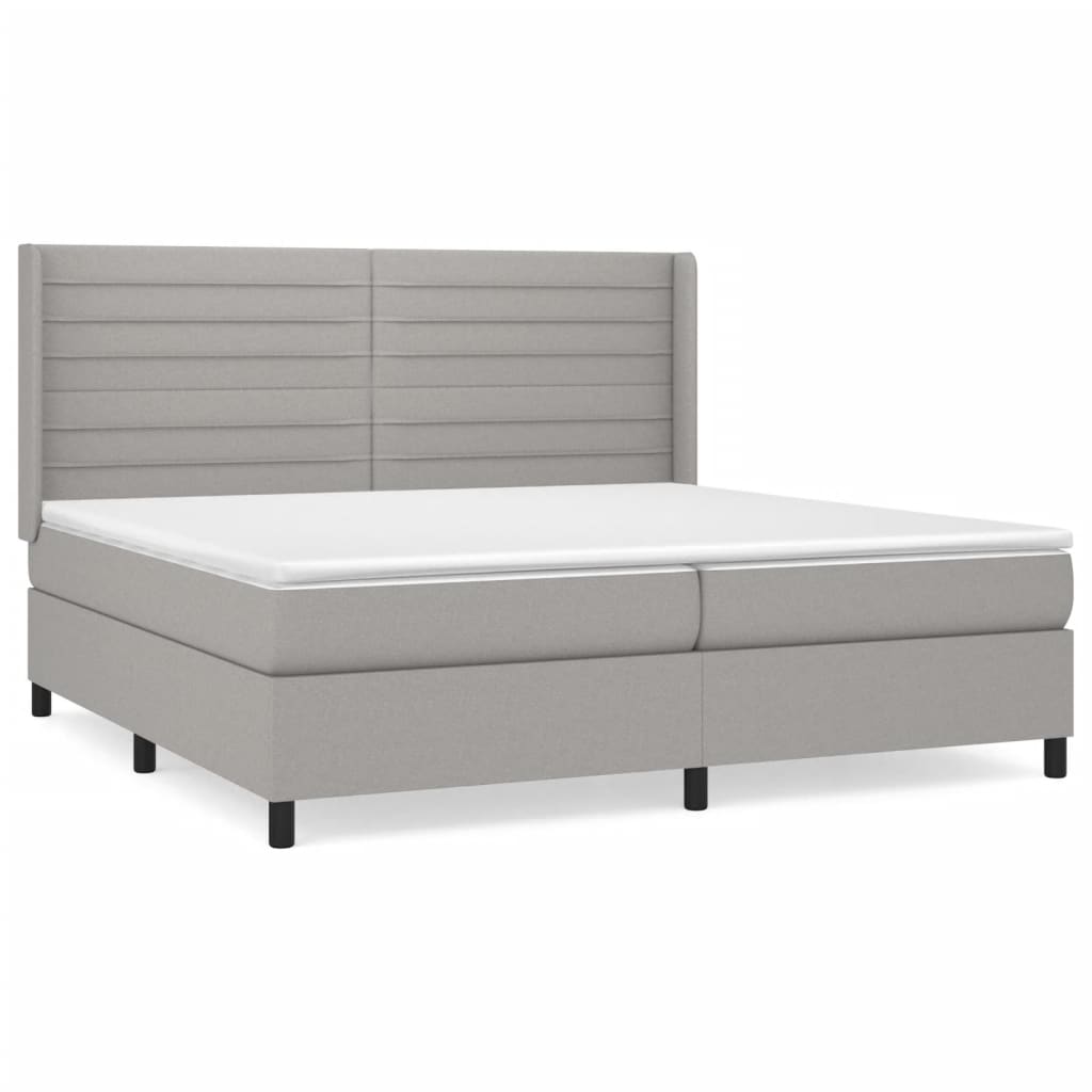 Boxspring met matras stof lichtgrijs 200x200 cm is nu te koop bij PeponiXL, paradijselijk wonen!