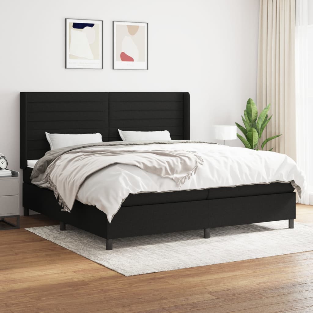 Boxspring met matras stof zwart 200x200 cm is nu te koop bij PeponiXL, paradijselijk wonen!