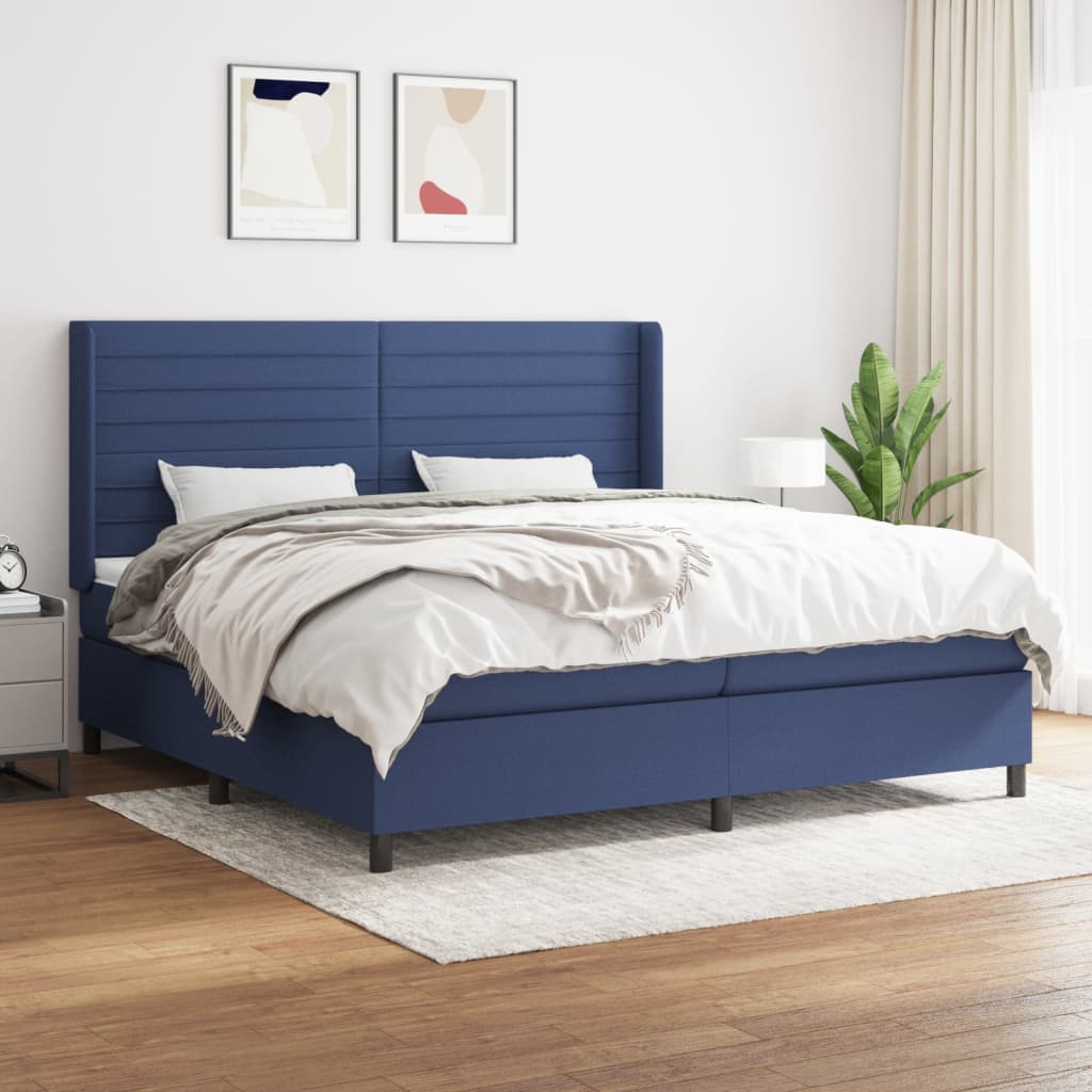 Boxspring met matras stof blauw 200x200 cm is nu te koop bij PeponiXL, paradijselijk wonen!