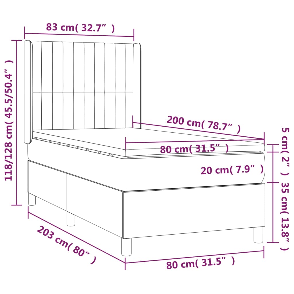Boxspring met matras stof zwart 80x200 cm is nu te koop bij PeponiXL, paradijselijk wonen!