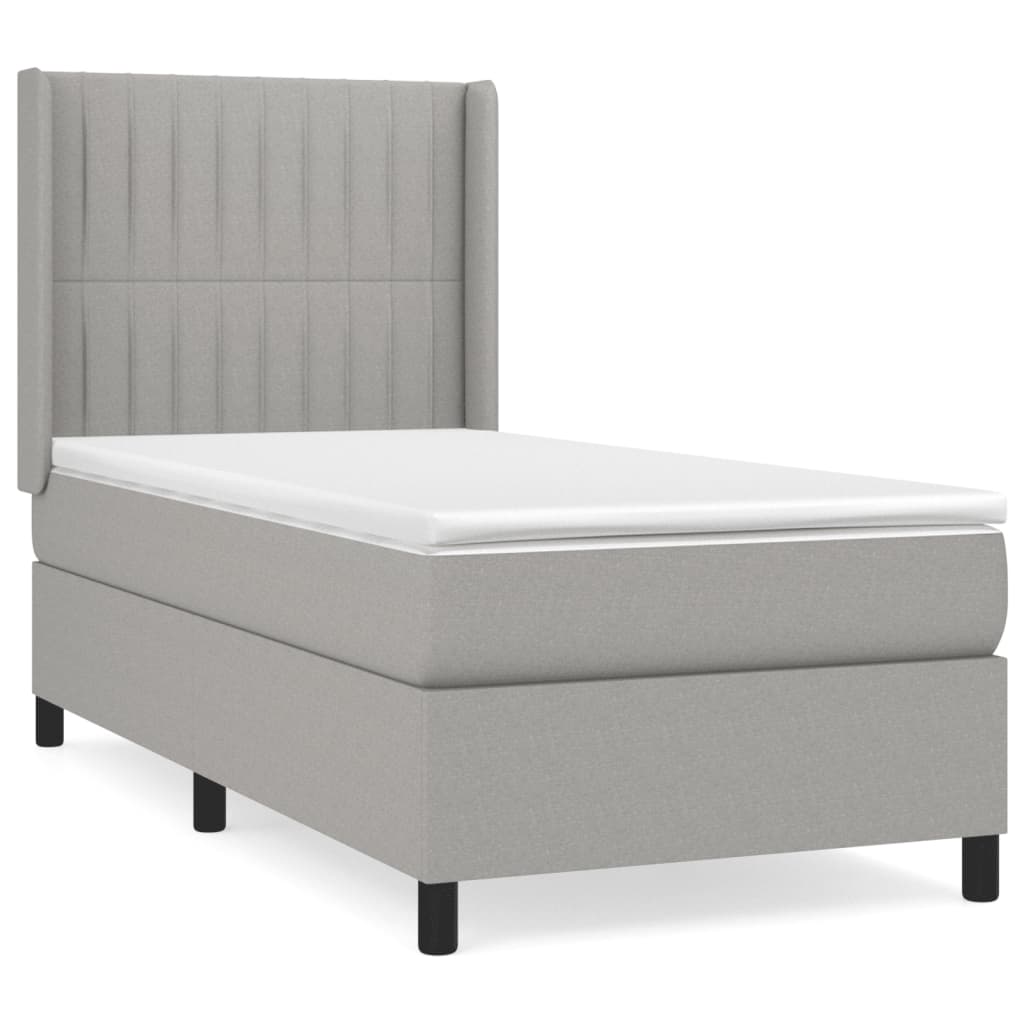 Boxspring met matras stof lichtgrijs 90x190 cm is nu te koop bij PeponiXL, paradijselijk wonen!