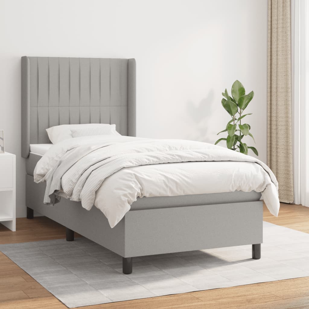 Boxspring met matras stof lichtgrijs 90x190 cm is nu te koop bij PeponiXL, paradijselijk wonen!