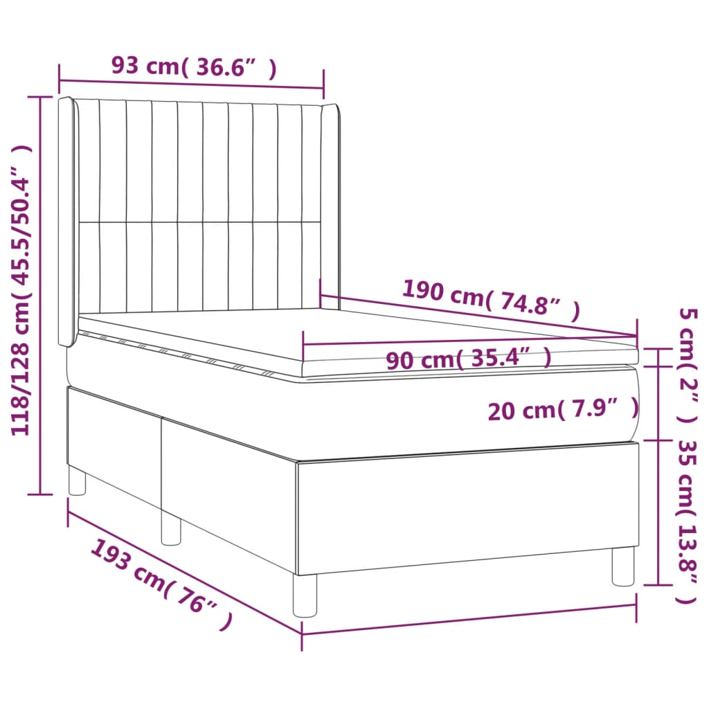 Boxspring met matras stof taupe 90x190 cm is nu te koop bij PeponiXL, paradijselijk wonen!