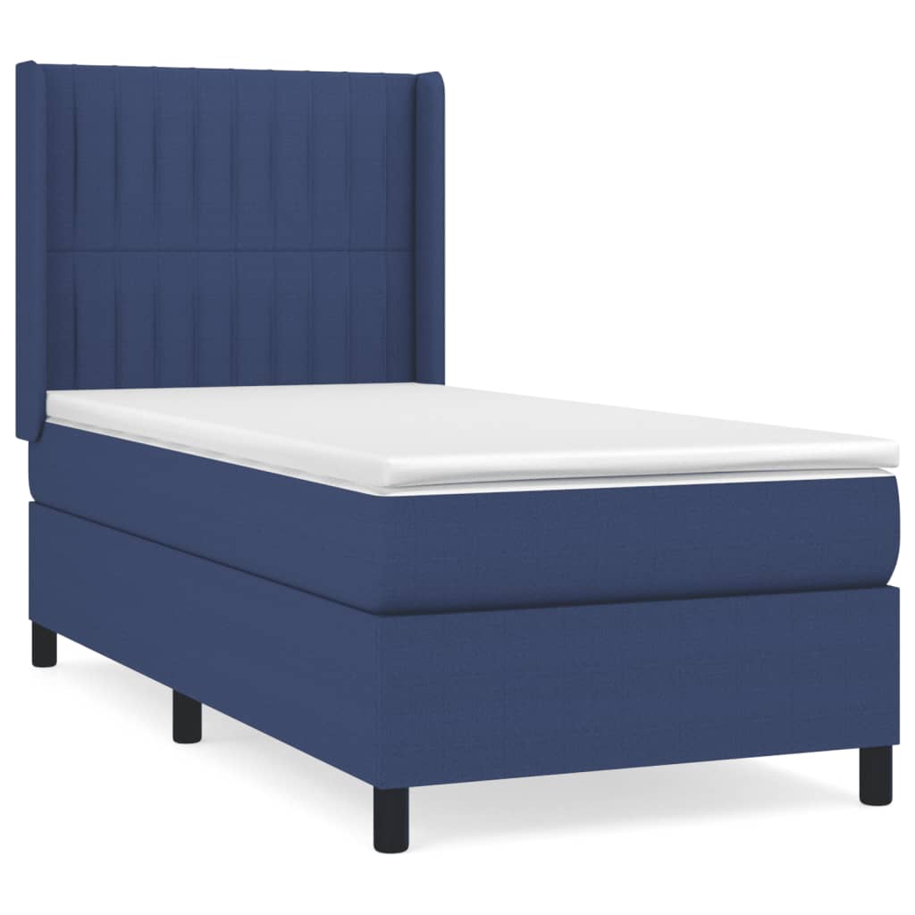 Boxspring met matras stof blauw 90x190 cm is nu te koop bij PeponiXL, paradijselijk wonen!