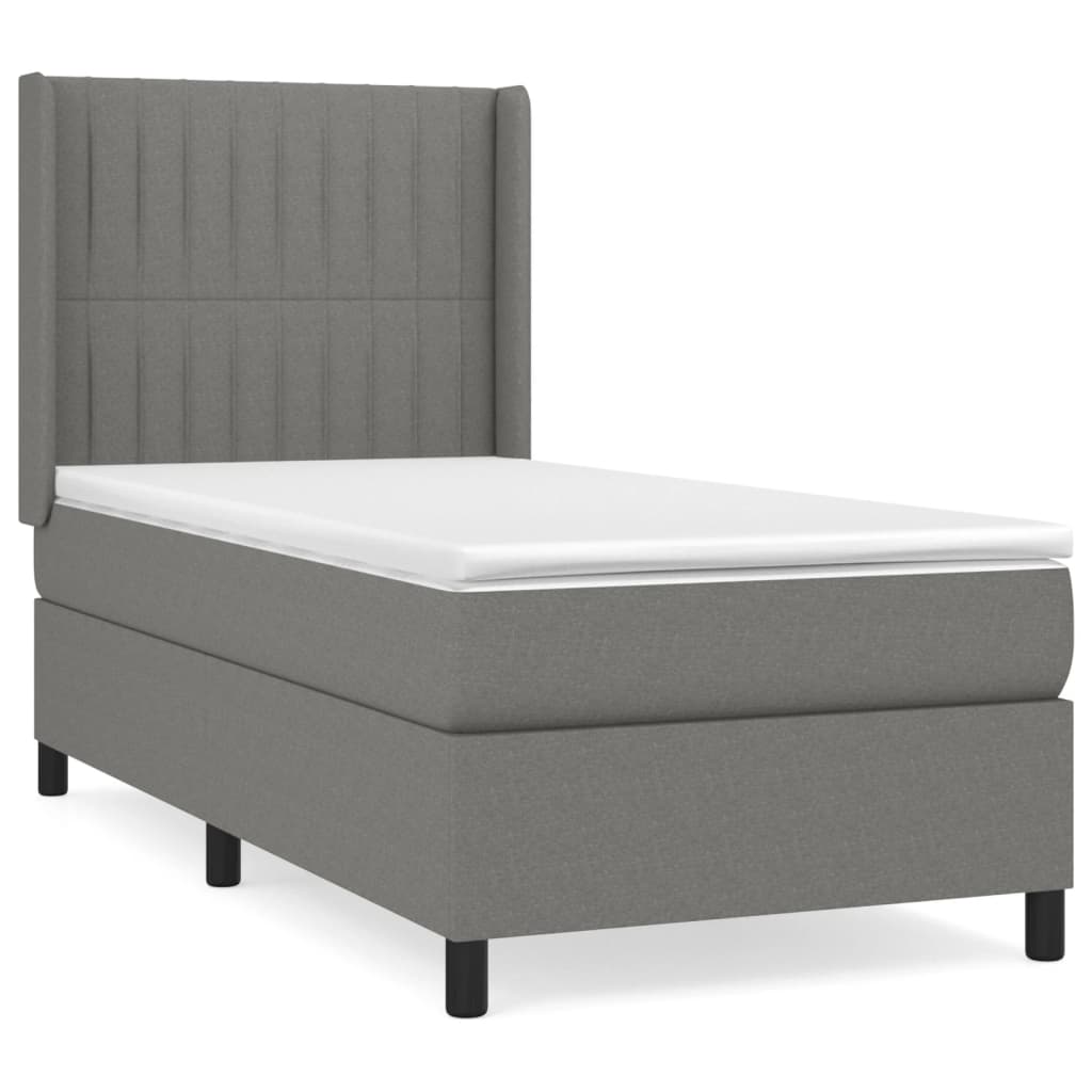 Boxspring met matras stof donkergrijs 90x200 cm is nu te koop bij PeponiXL, paradijselijk wonen!
