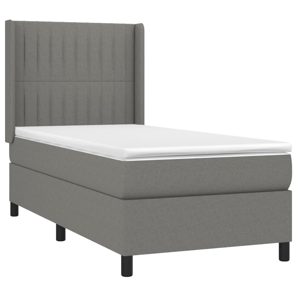 Boxspring met matras stof donkergrijs 90x200 cm is nu te koop bij PeponiXL, paradijselijk wonen!