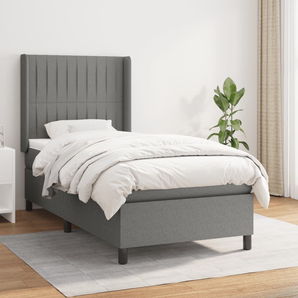 Boxspring met matras stof donkergrijs 90x200 cm is nu te koop bij PeponiXL, paradijselijk wonen!