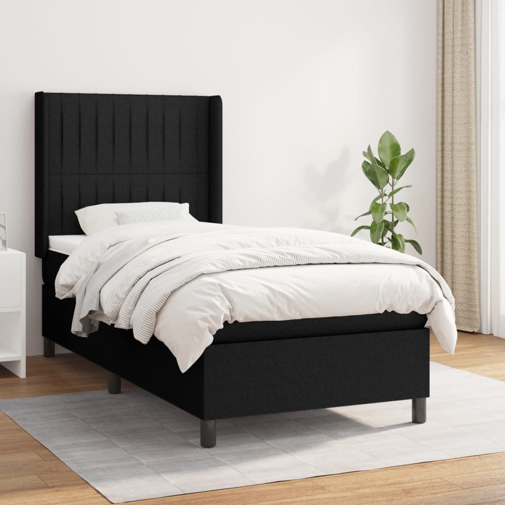 Boxspring met matras stof zwart 90x200 cm is nu te koop bij PeponiXL, paradijselijk wonen!
