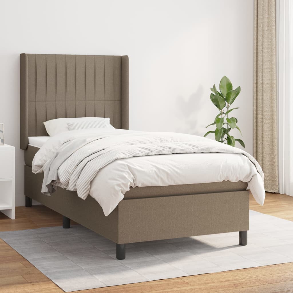 Boxspring met matras stof taupe 90x200 cm is nu te koop bij PeponiXL, paradijselijk wonen!