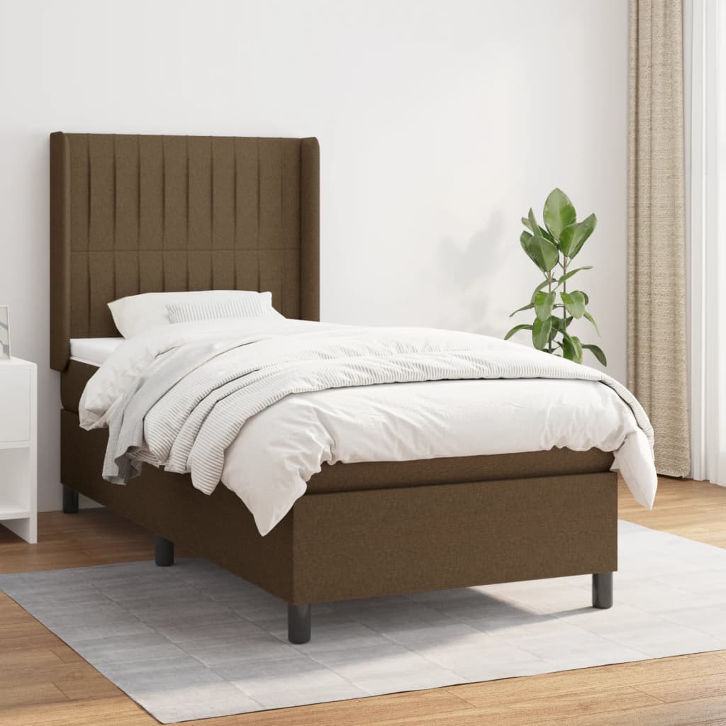 Boxspring met matras stof donkerbruin 100x200 cm is nu te koop bij PeponiXL, paradijselijk wonen!