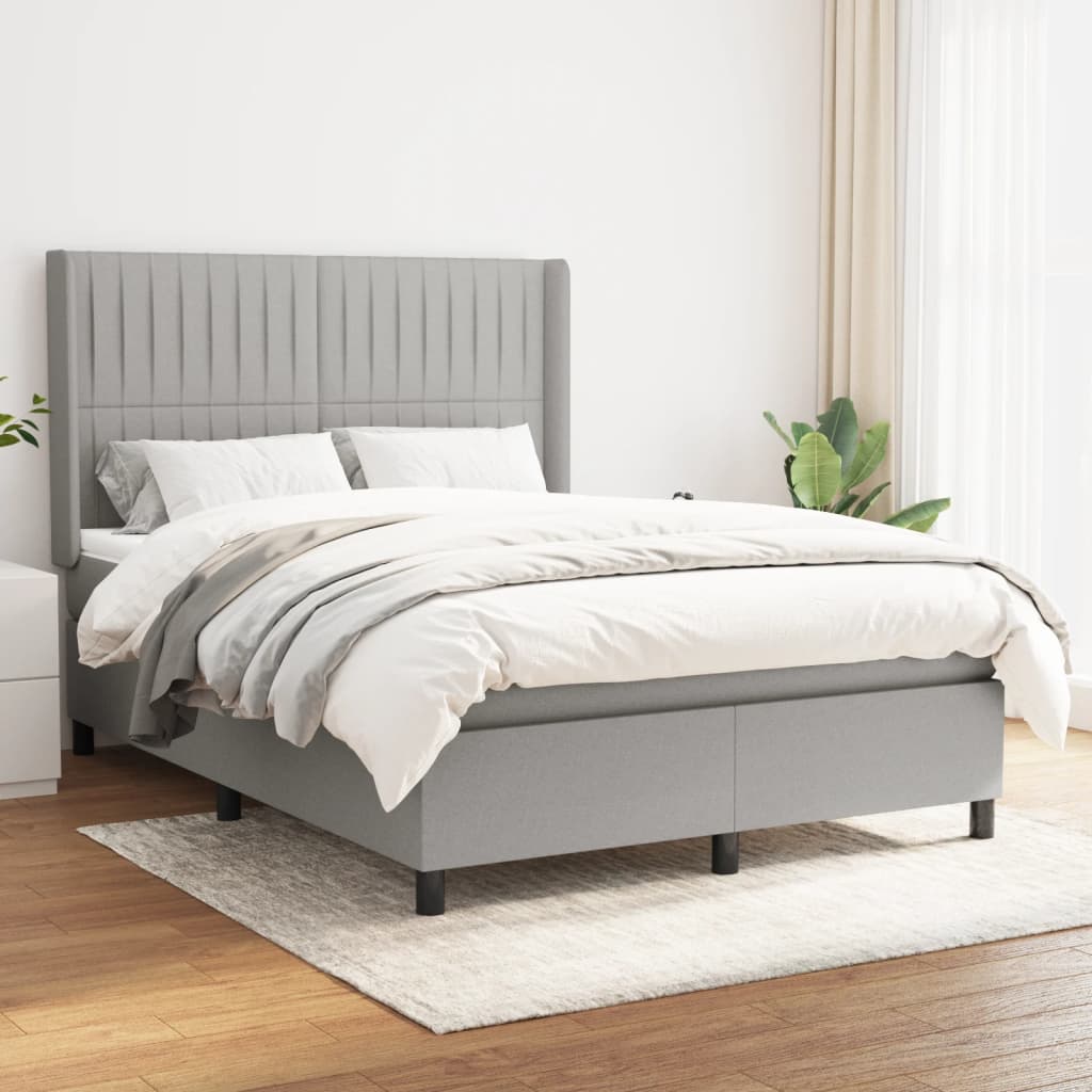 Boxspring met matras stof lichtgrijs 140x200 cm is nu te koop bij PeponiXL, paradijselijk wonen!