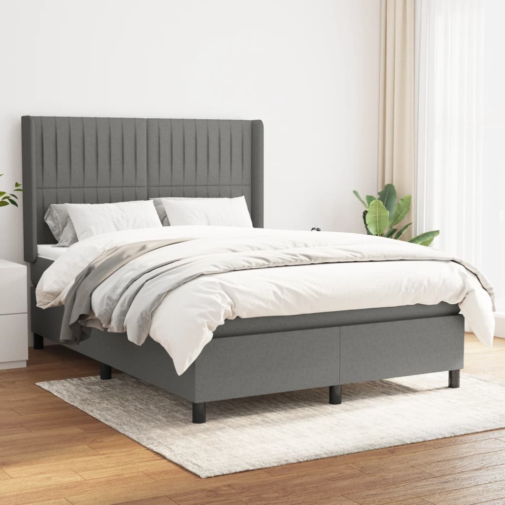Boxspring met matras stof donkergrijs 140x200 cm is nu te koop bij PeponiXL, paradijselijk wonen!