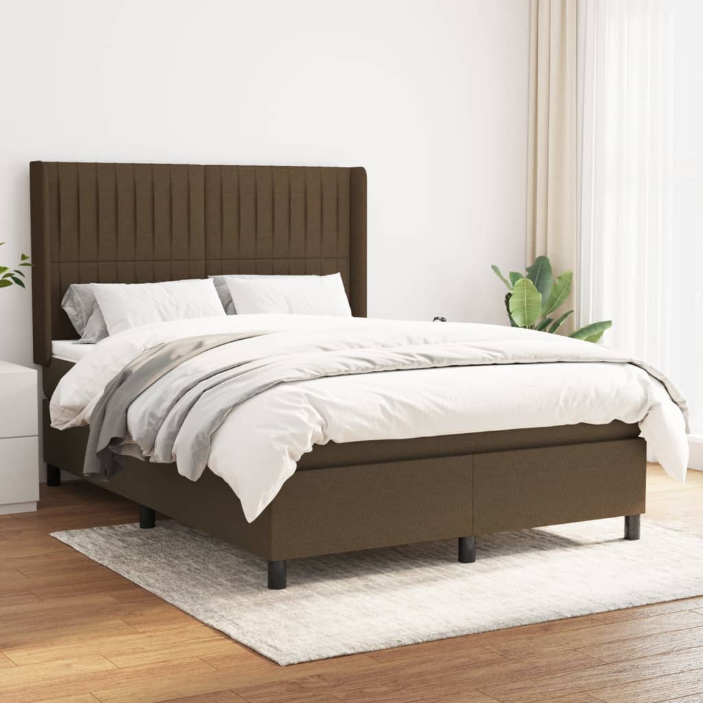 Boxspring met matras stof donkerbruin 140x200 cm is nu te koop bij PeponiXL, paradijselijk wonen!