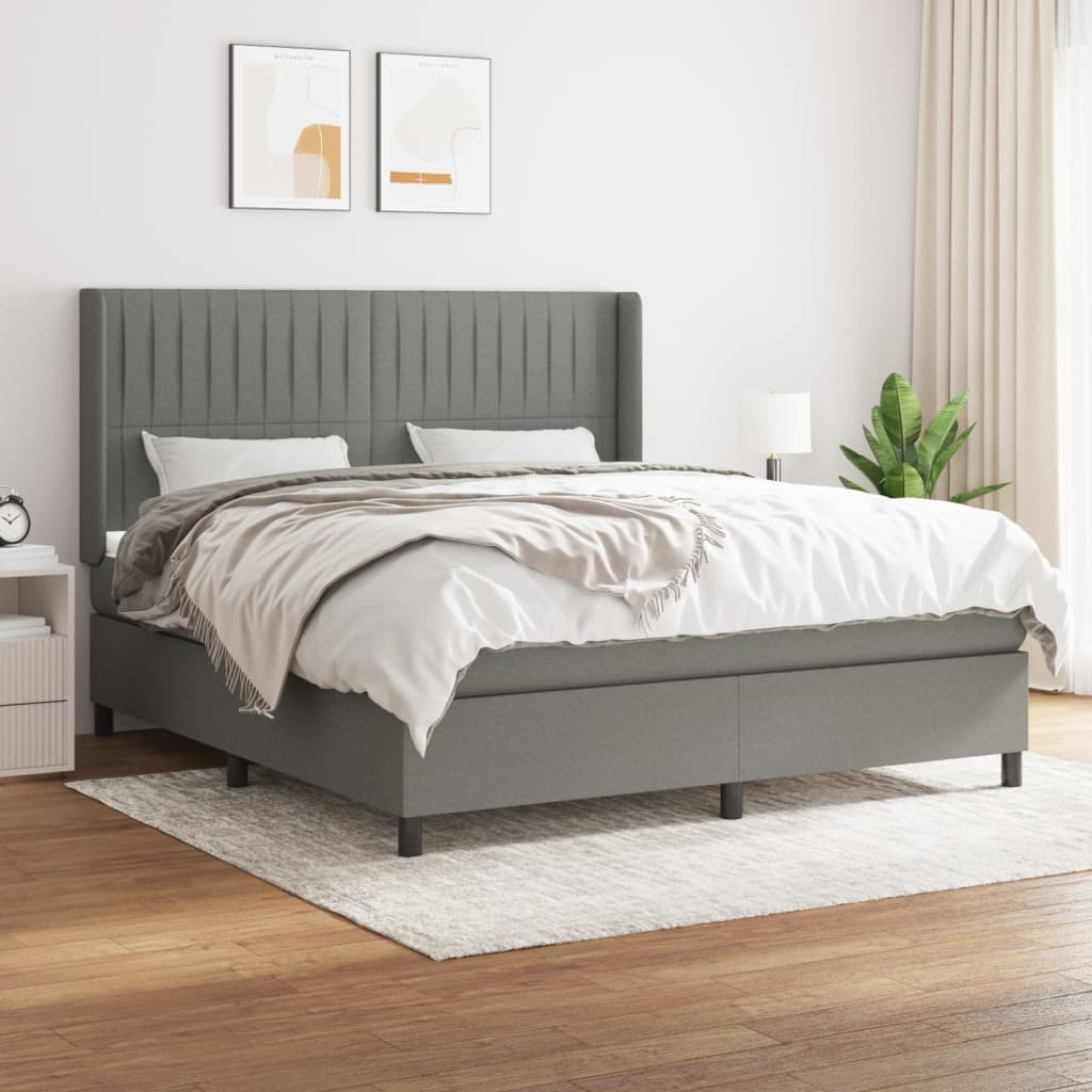 Boxspring met matras stof donkergrijs 160x200 cm is nu te koop bij PeponiXL, paradijselijk wonen!