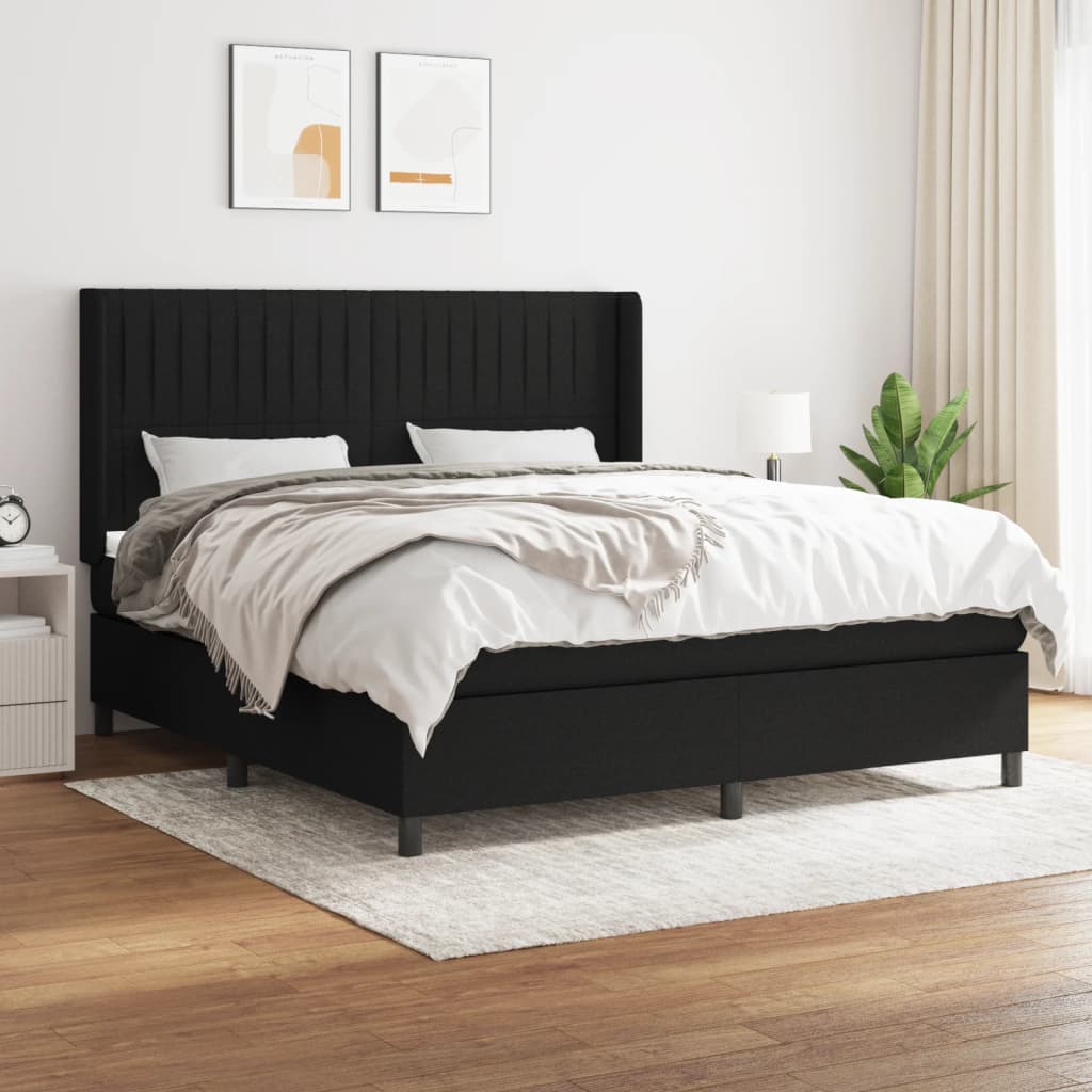 Boxspring met matras stof zwart 160x200 cm is nu te koop bij PeponiXL, paradijselijk wonen!