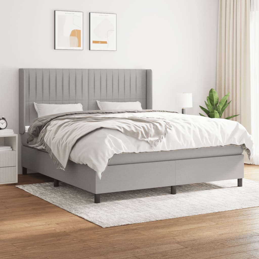 Boxspring met matras stof lichtgrijs 180x200 cm is nu te koop bij PeponiXL, paradijselijk wonen!