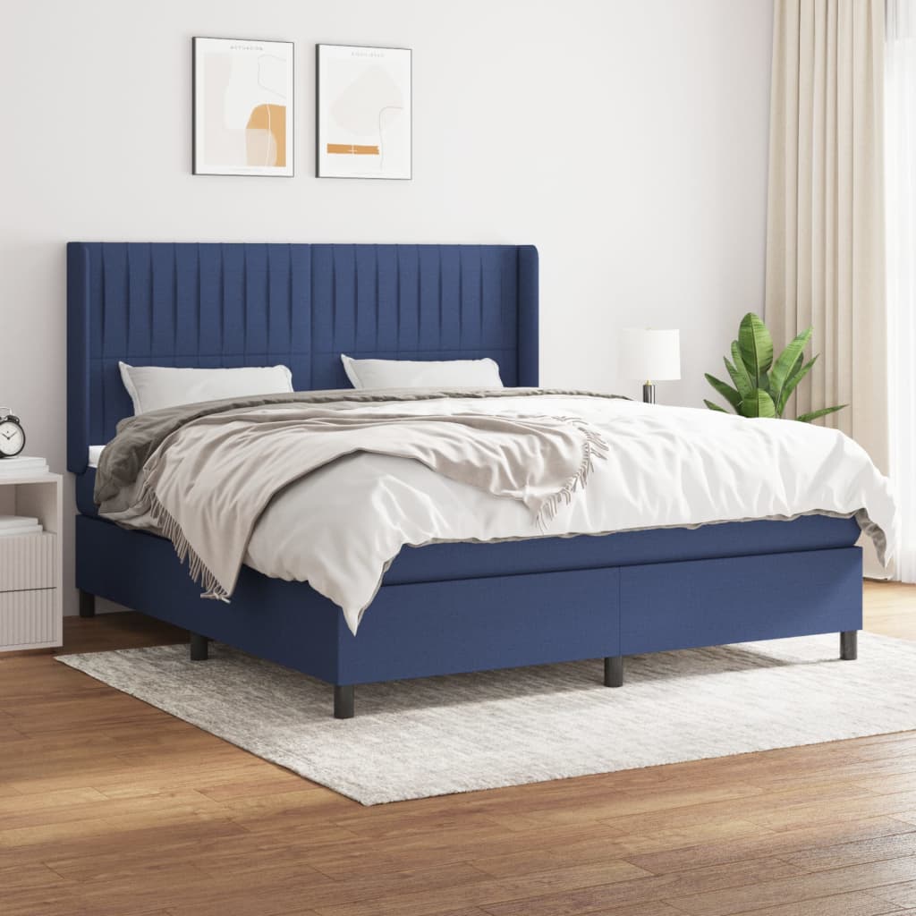 Boxspring met matras stof blauw 180x200 cm is nu te koop bij PeponiXL, paradijselijk wonen!