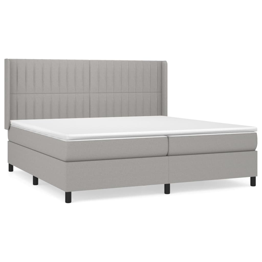 Boxspring met matras stof lichtgrijs 200x200 cm is nu te koop bij PeponiXL, paradijselijk wonen!