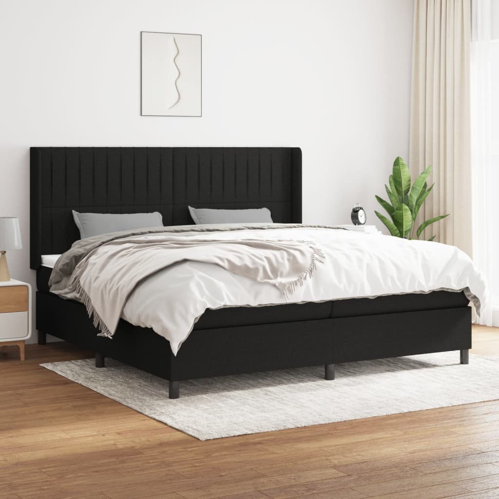 Boxspring met matras stof zwart 200x200 cm is nu te koop bij PeponiXL, paradijselijk wonen!