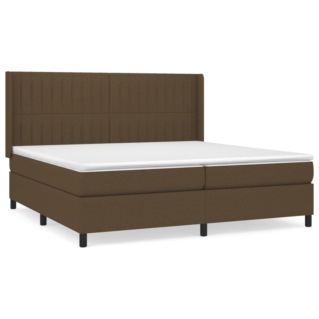Boxspring met matras stof donkerbruin 200x200 cm is nu te koop bij PeponiXL, paradijselijk wonen!
