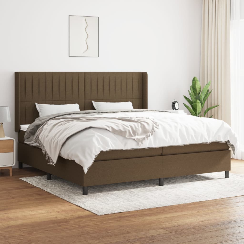 Boxspring met matras stof donkerbruin 200x200 cm is nu te koop bij PeponiXL, paradijselijk wonen!