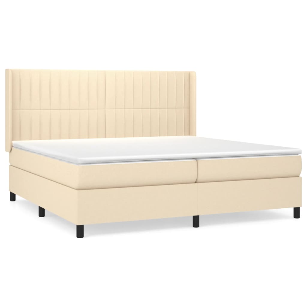 Boxspring met matras stof crèmekleurig 200x200 cm is nu te koop bij PeponiXL, paradijselijk wonen!