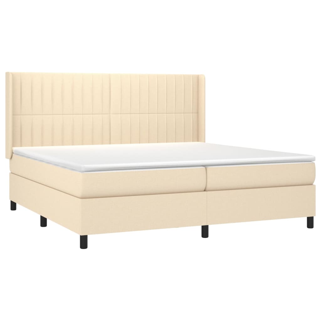 Boxspring met matras stof crèmekleurig 200x200 cm is nu te koop bij PeponiXL, paradijselijk wonen!