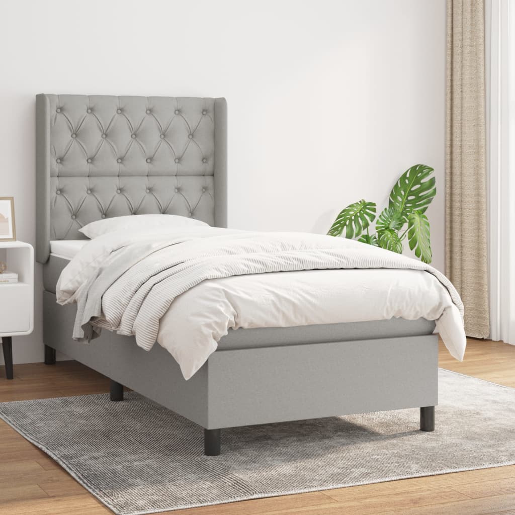 Boxspring met matras stof lichtgrijs 80x200 cm is nu te koop bij PeponiXL, paradijselijk wonen!