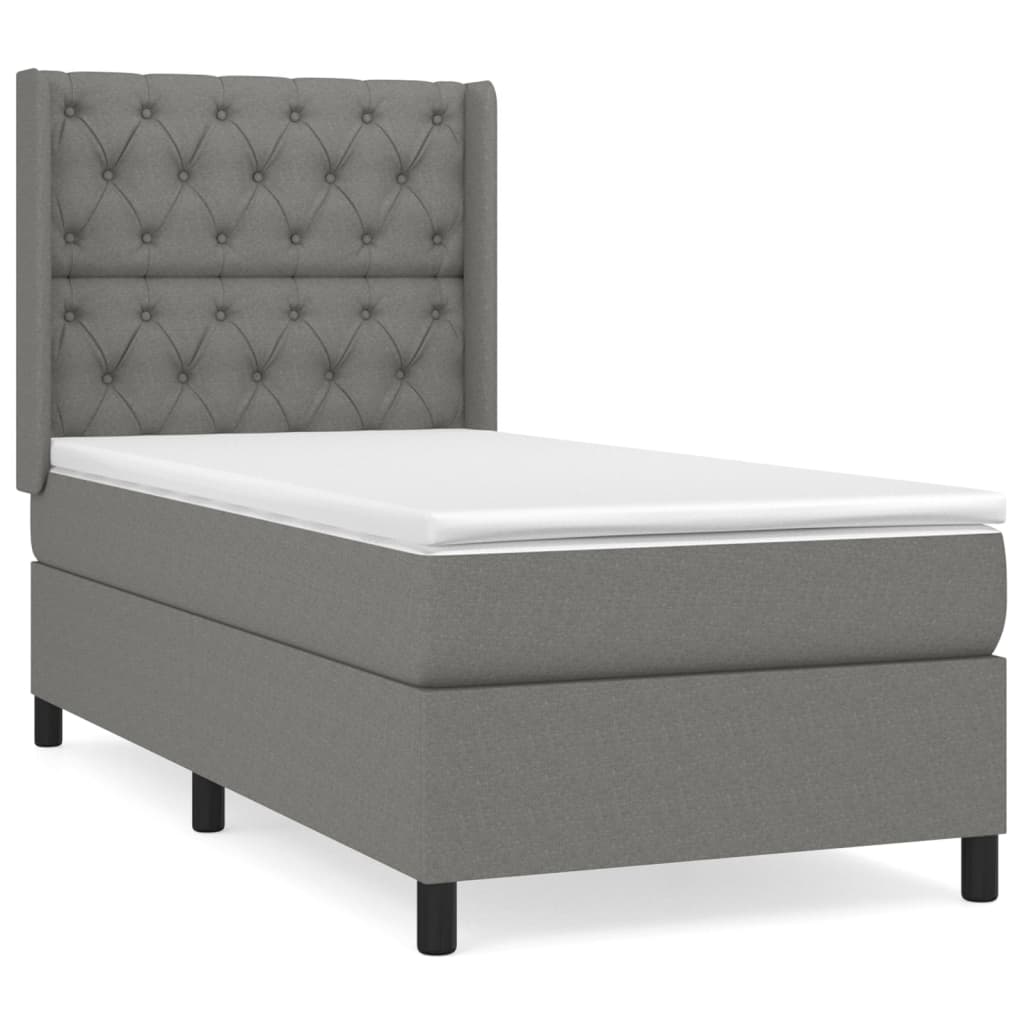 Boxspring met matras stof donkergrijs 80x200 cm is nu te koop bij PeponiXL, paradijselijk wonen!