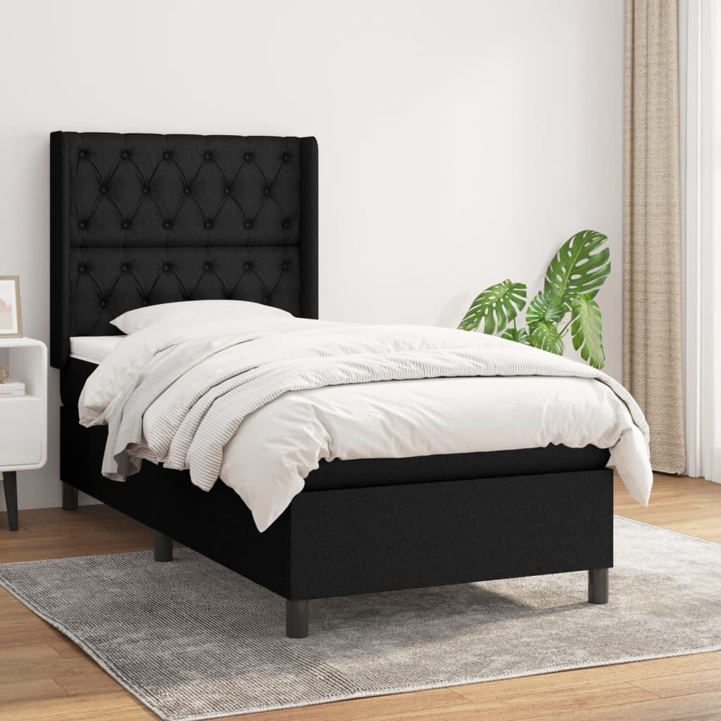 Boxspring met matras stof zwart 80x200 cm is nu te koop bij PeponiXL, paradijselijk wonen!